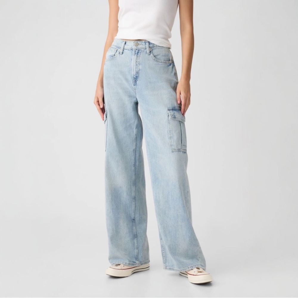 GAP High Waist Wide Leg Cargo Jeans NWT 28/6 Regular - Picture 3 of 7